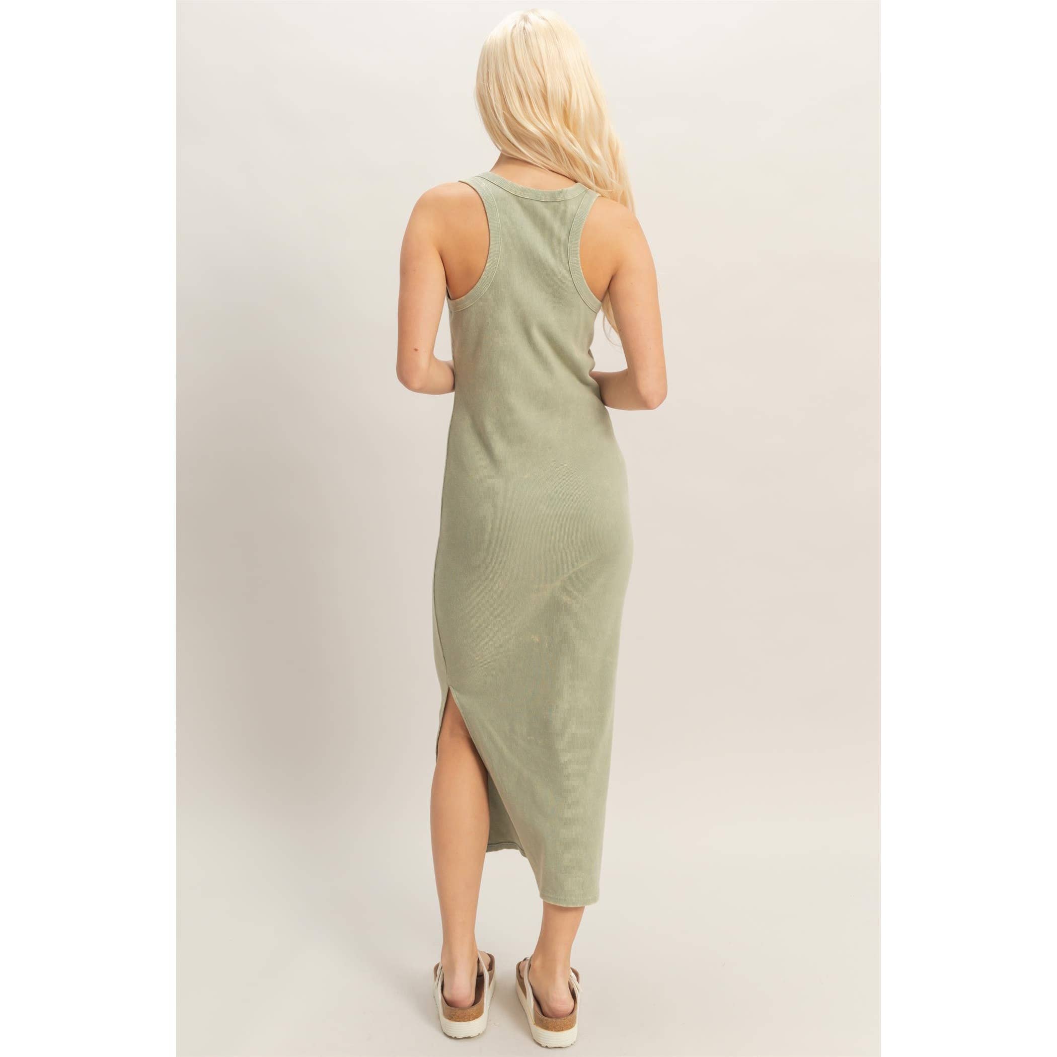 HYFVE - Acid Washed Ribbed Midi Tank Dress
