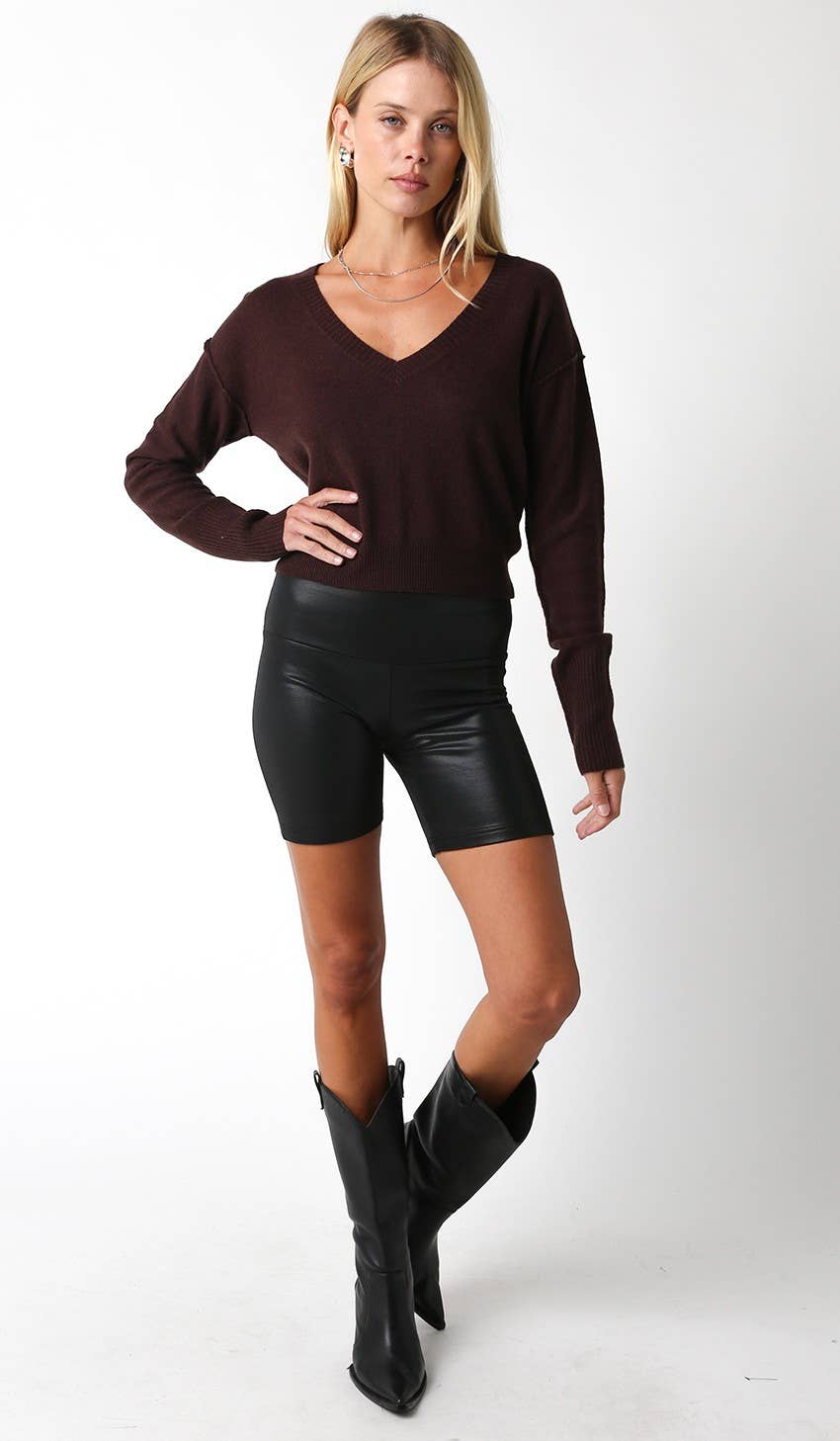 Olivaceous - Chelsea V-Neck Sweater