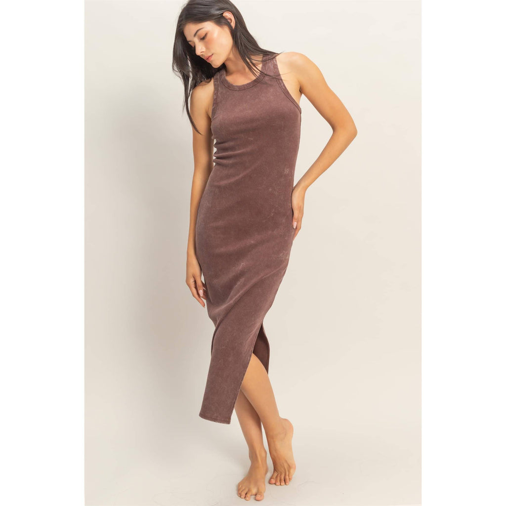 HYFVE - Acid Washed Ribbed Midi Tank Dress