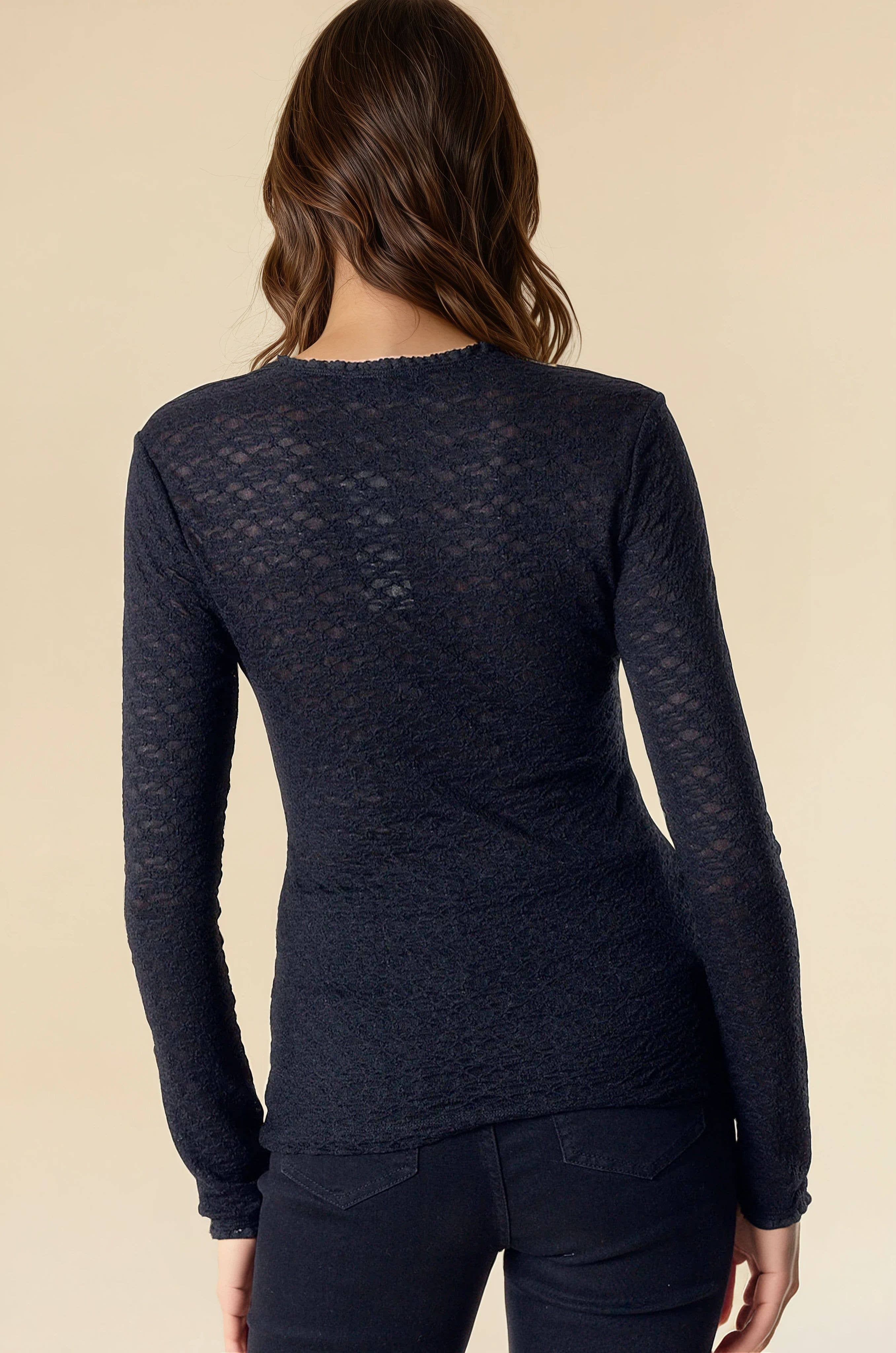 Doe and Rae - TEXTURED STRETCH KNIT TOP