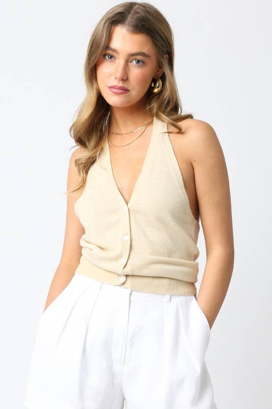 Olivaceous - Yoly Knit Halter Top