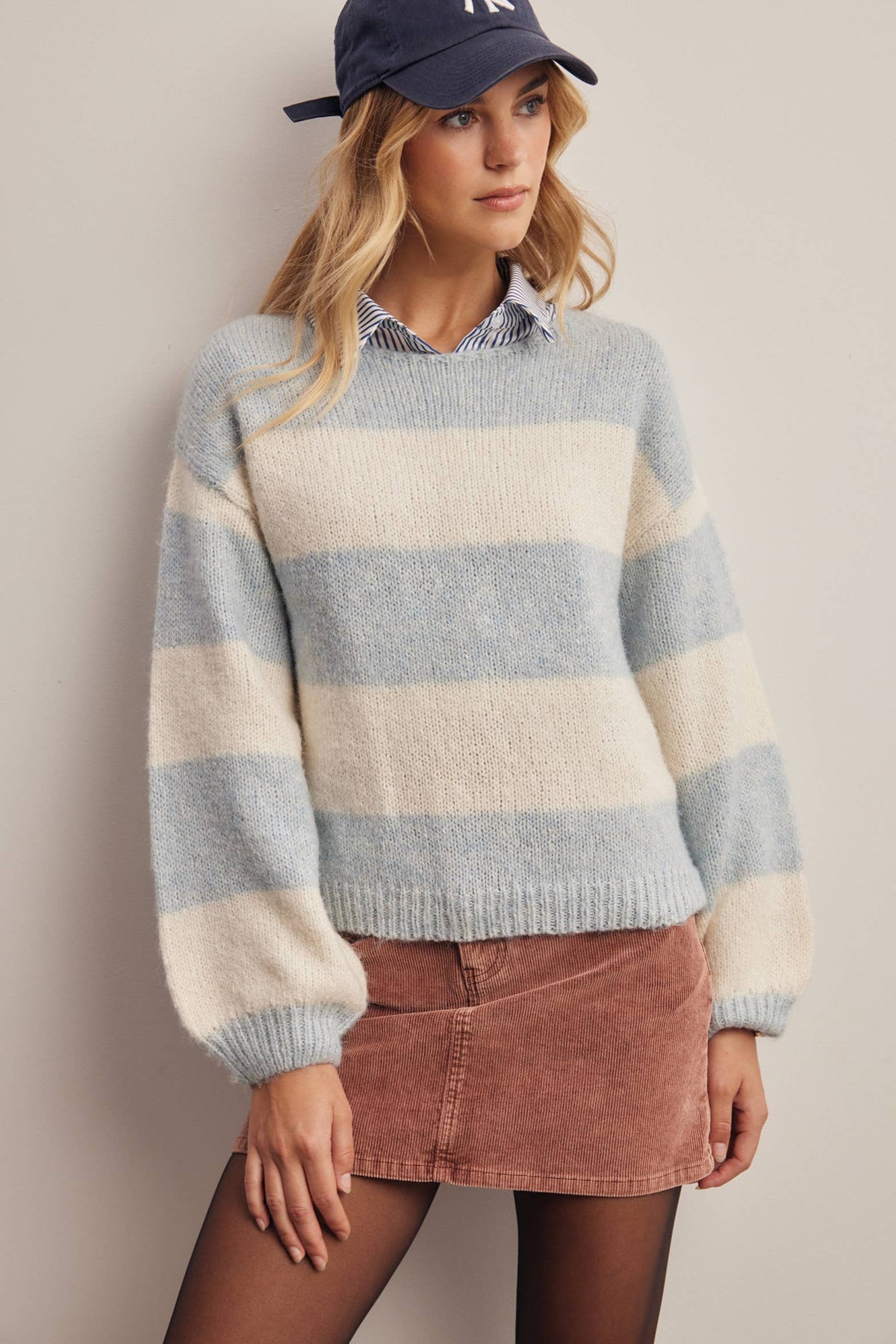Forte - Soft Stripe Knit Sweater FSW0097