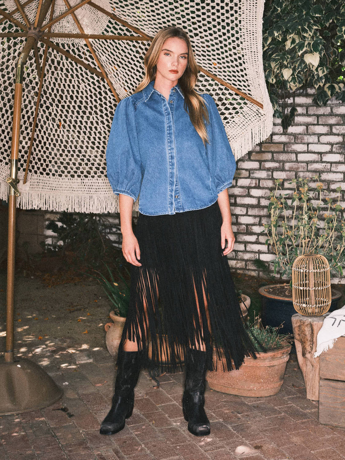 A Favorite Suede Fringe Midi