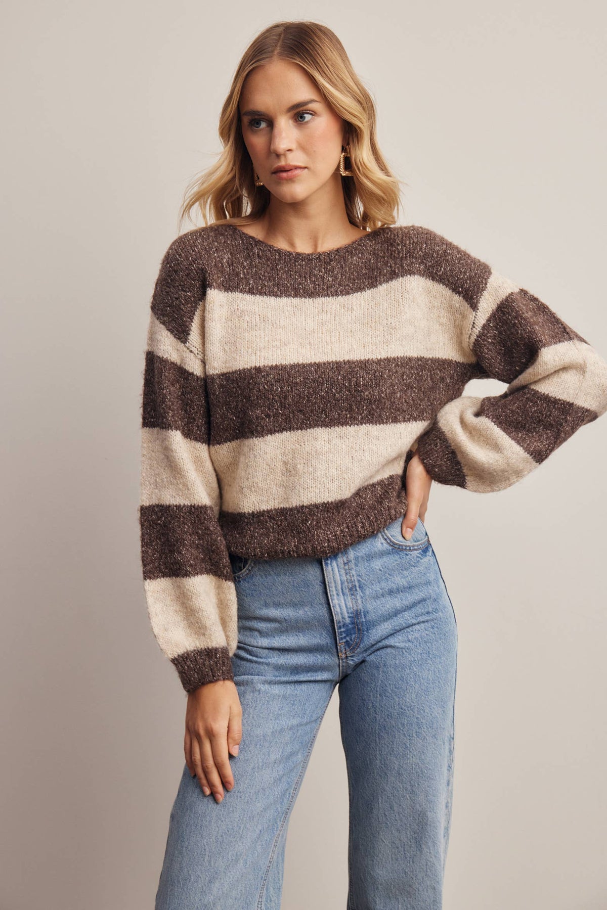 Forte - Soft Stripe Knit Sweater FSW0097
