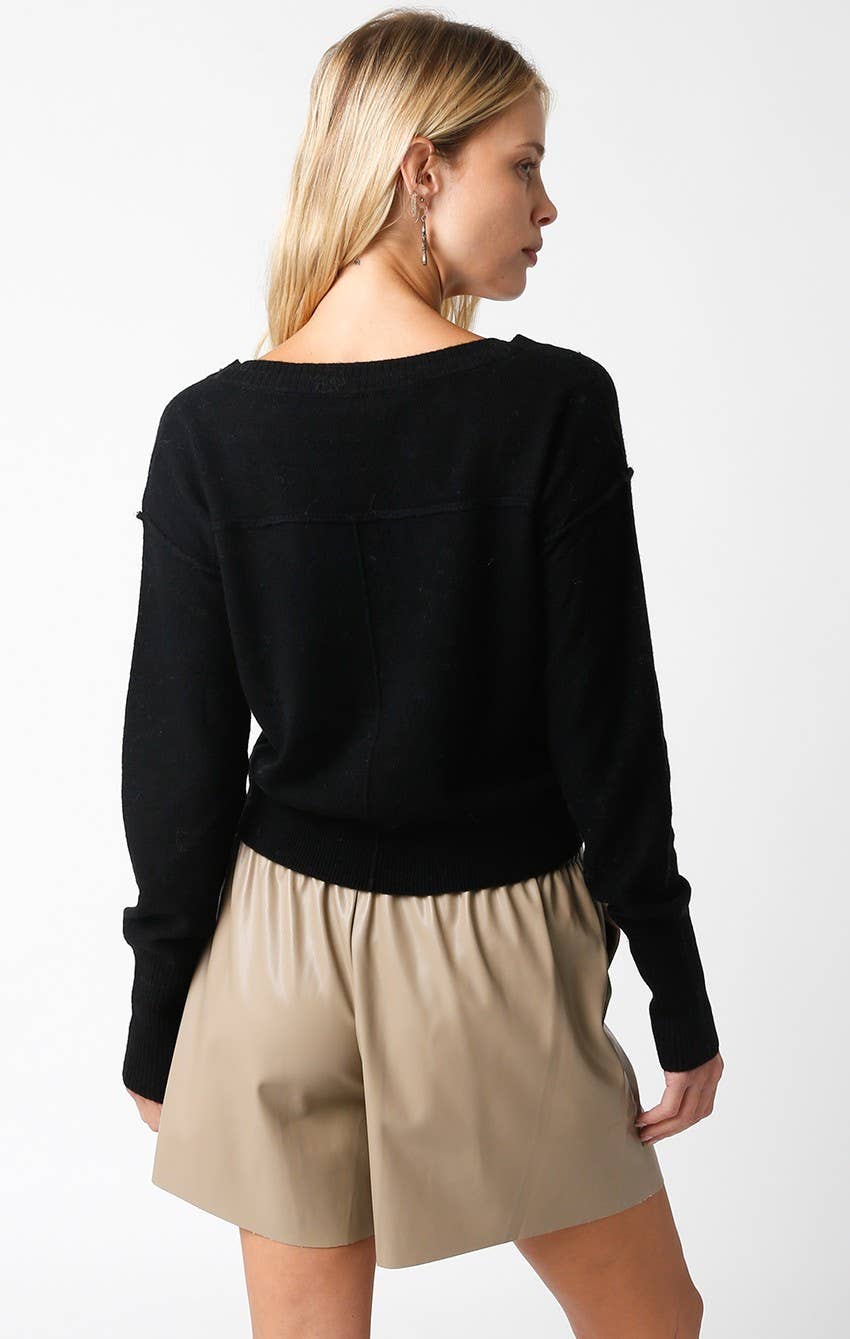 Olivaceous - Chelsea V-Neck Sweater