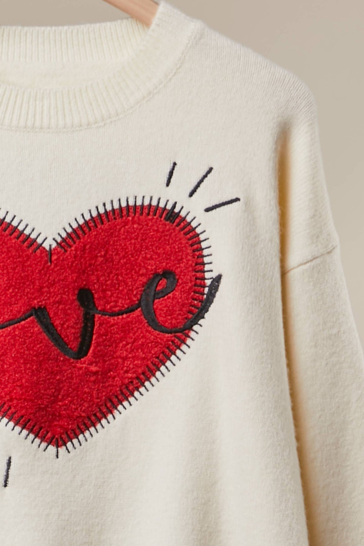 Mello. - Heart “LOVE” Graphic Knit Sweater