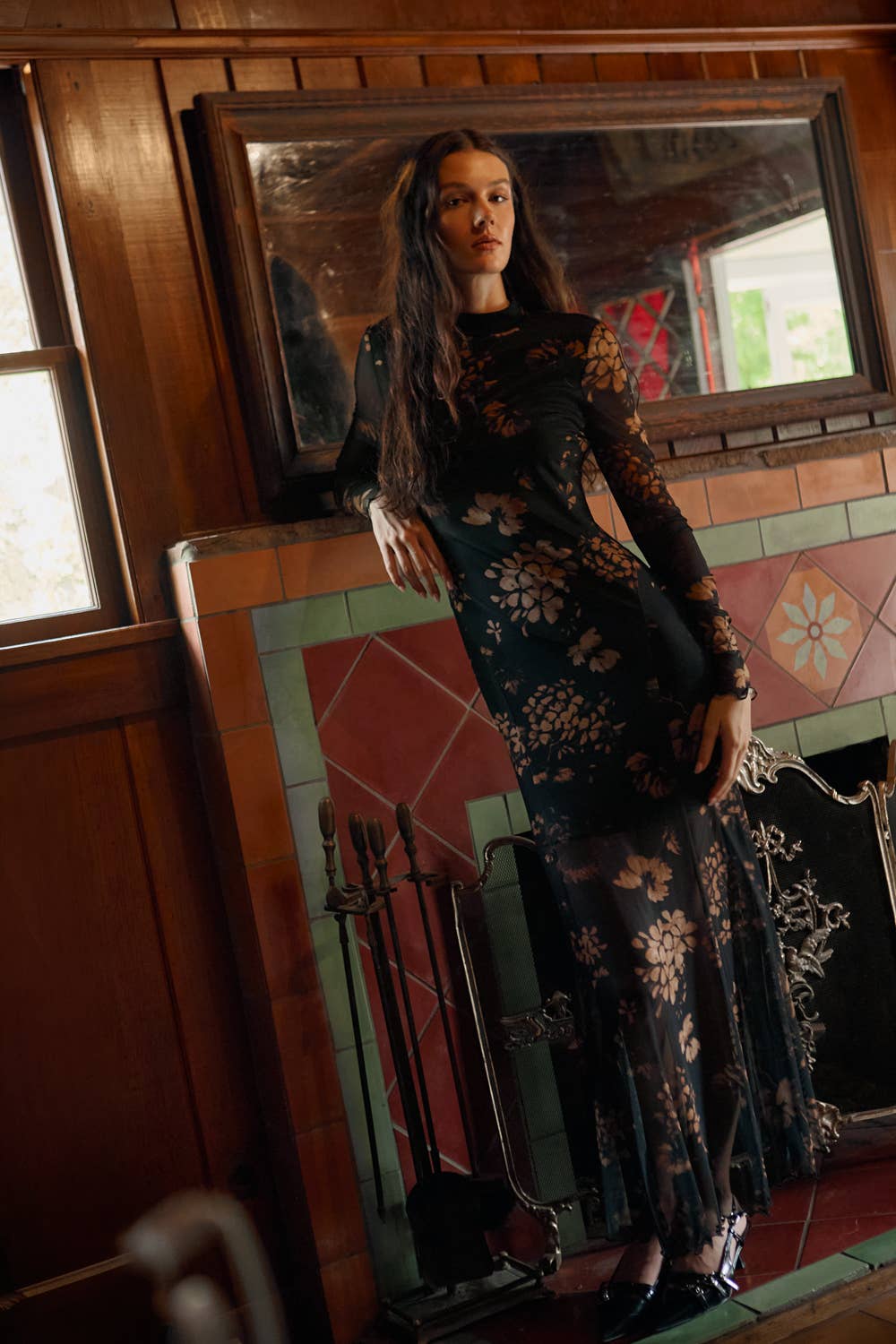 A Floral Mesh Maxi