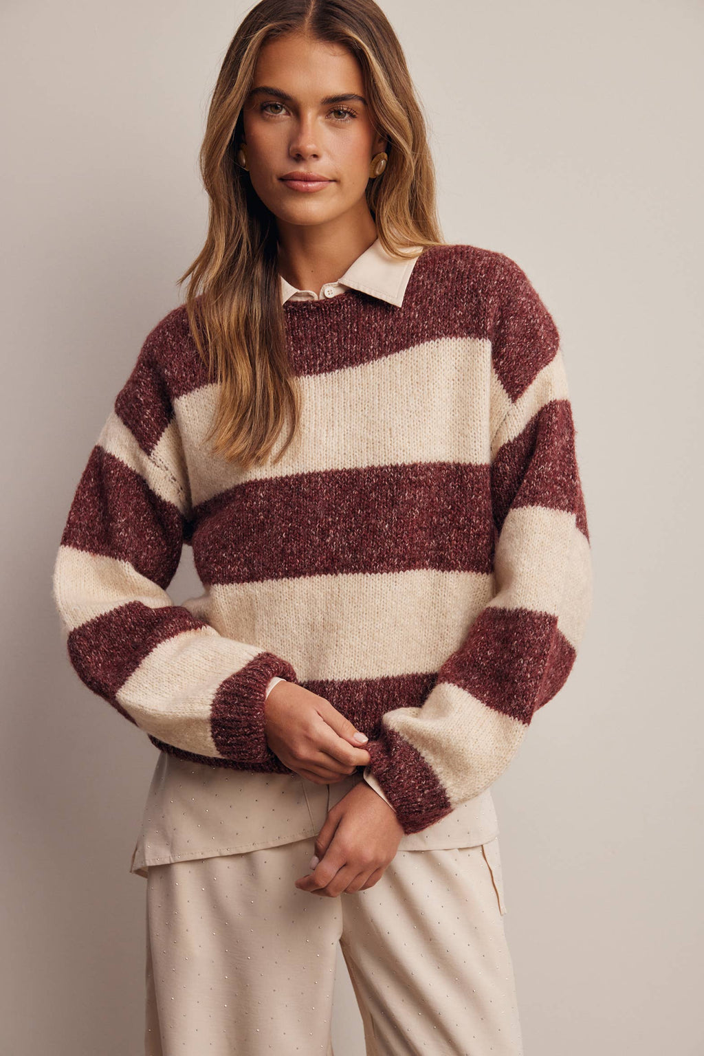Forte - Soft Stripe Knit Sweater FSW0097