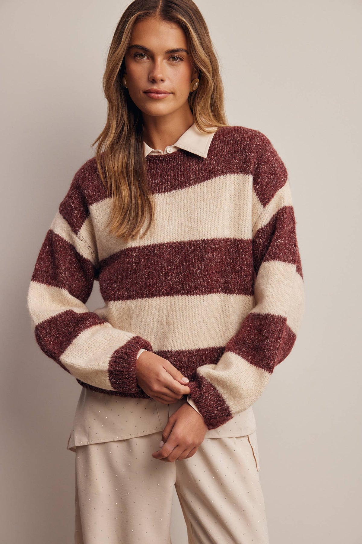 Forte - Soft Stripe Knit Sweater FSW0097