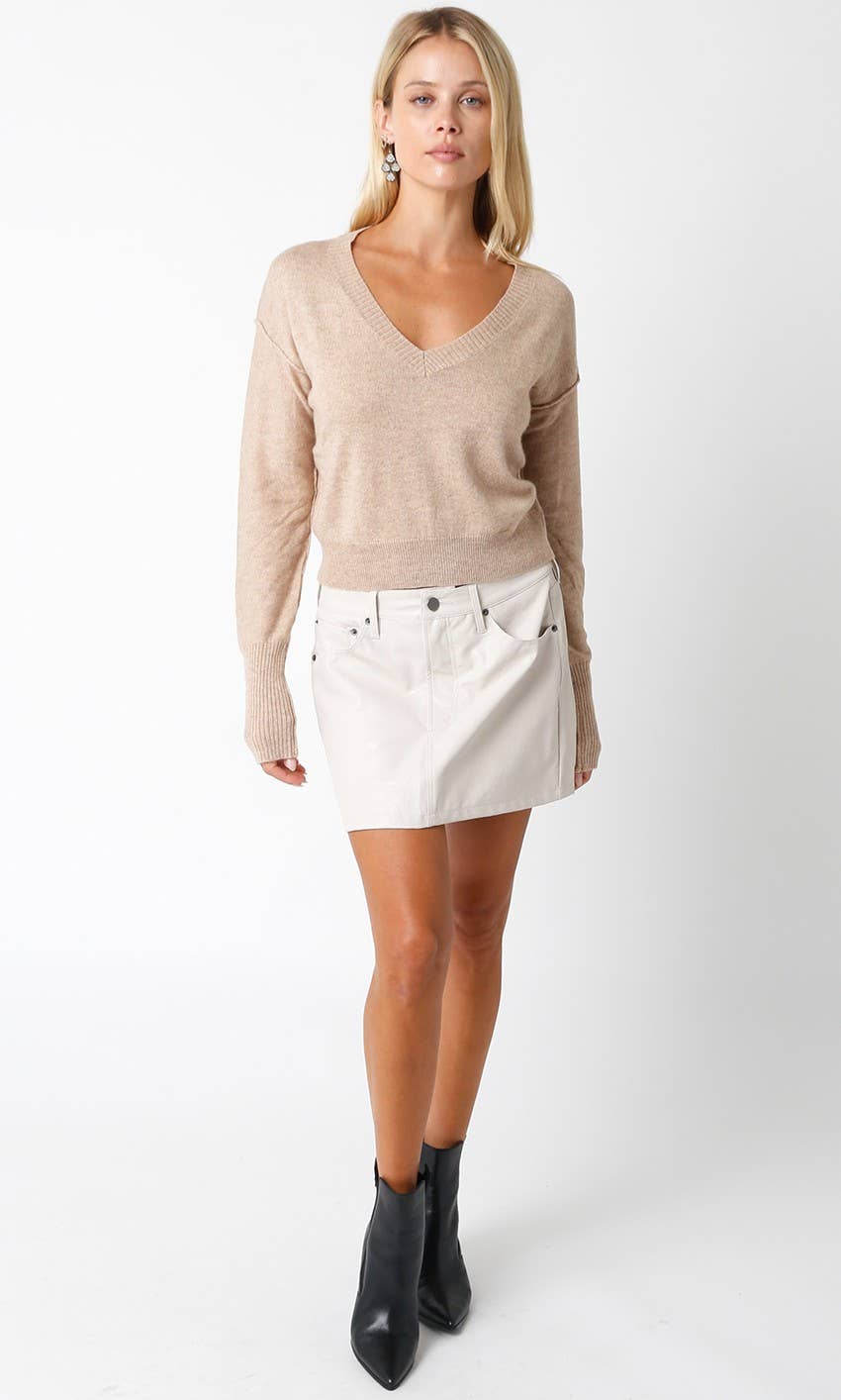 Olivaceous - Chelsea V-Neck Sweater