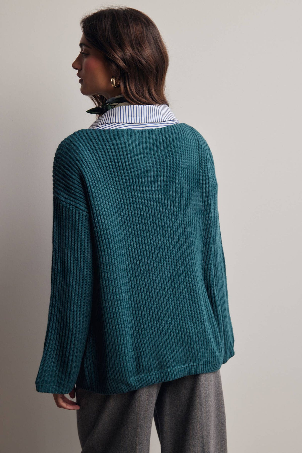 Forte - Ribbed Knit Boat Neck Sweater FSW0065