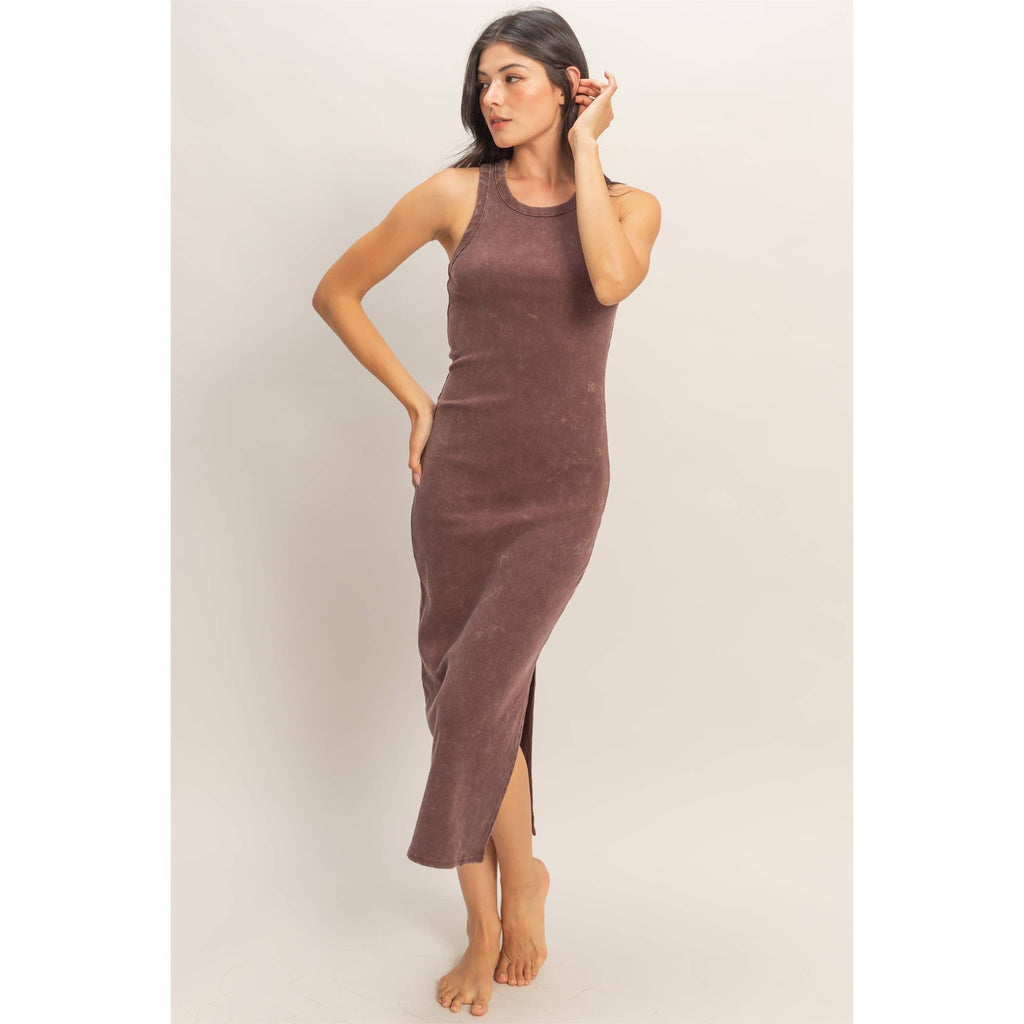 HYFVE - Acid Washed Ribbed Midi Tank Dress