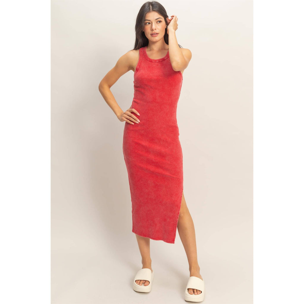 HYFVE - Acid Washed Ribbed Midi Tank Dress
