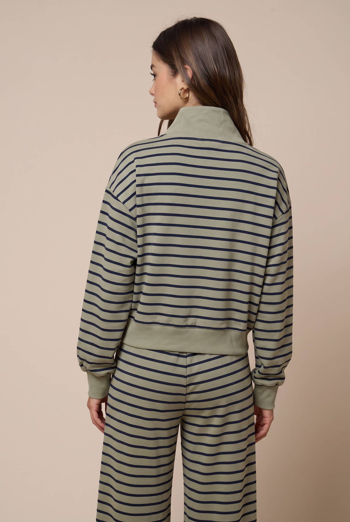 Stripe Quarter Zip Top