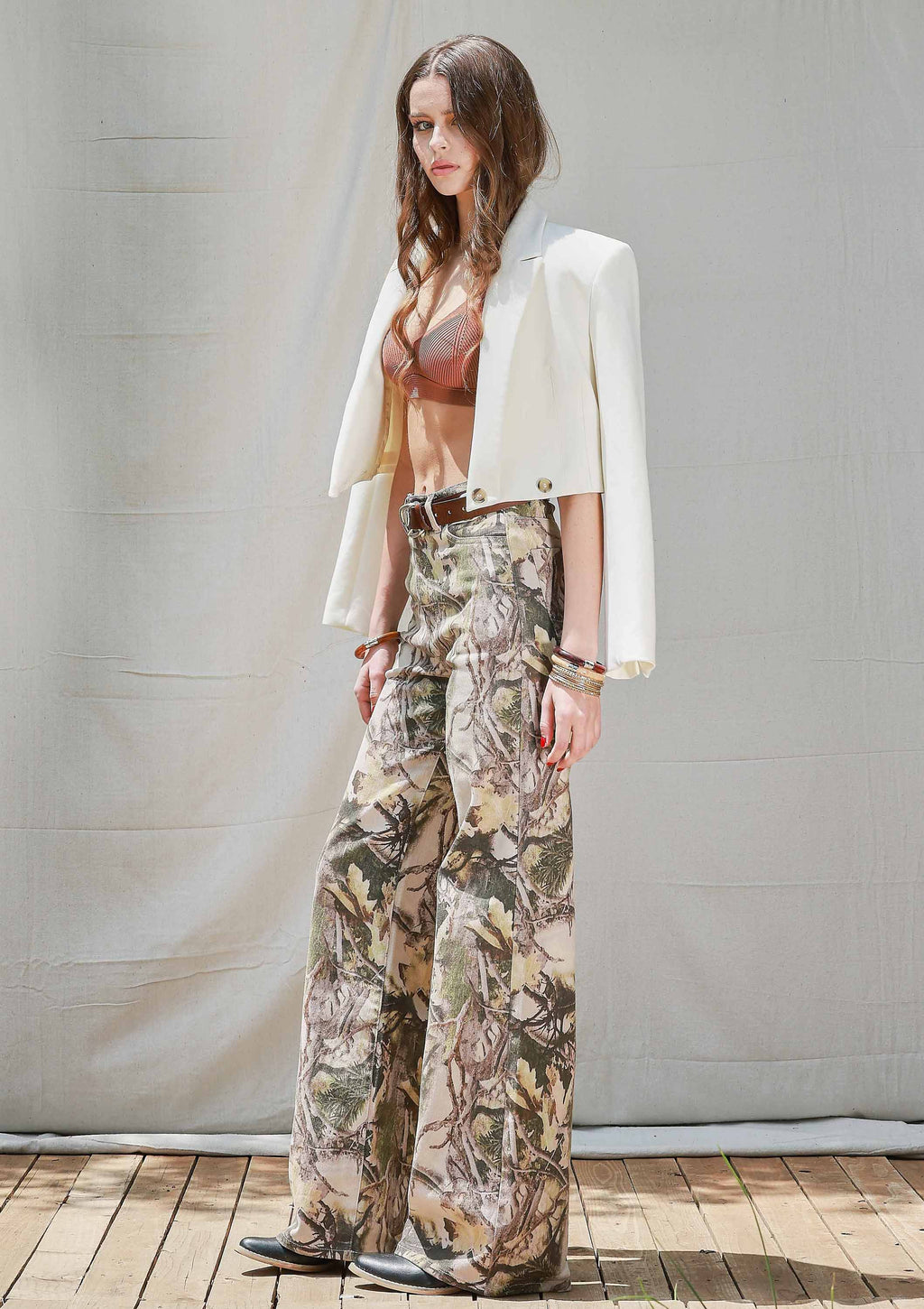 Vibrant M.i.U - High-Rise Camo Print Wide Leg Jeans