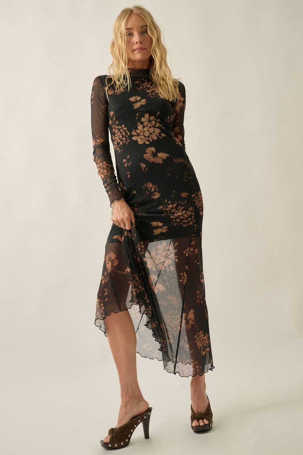 A Floral Mesh Maxi