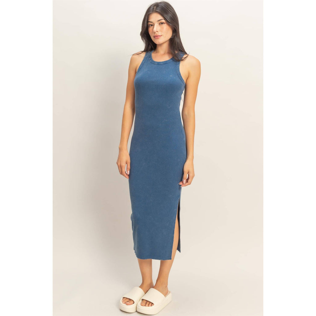 HYFVE - Acid Washed Ribbed Midi Tank Dress