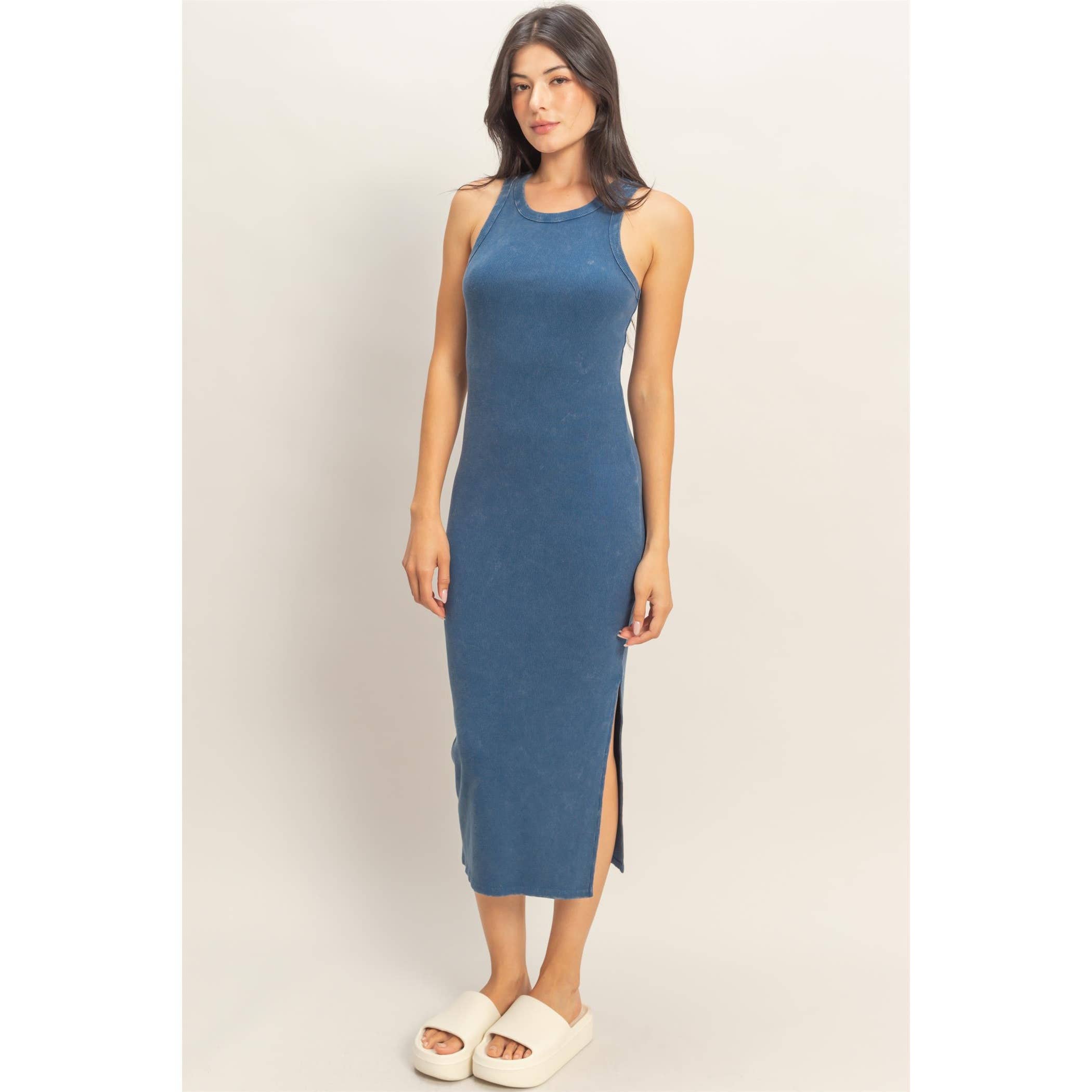 HYFVE - Acid Washed Ribbed Midi Tank Dress