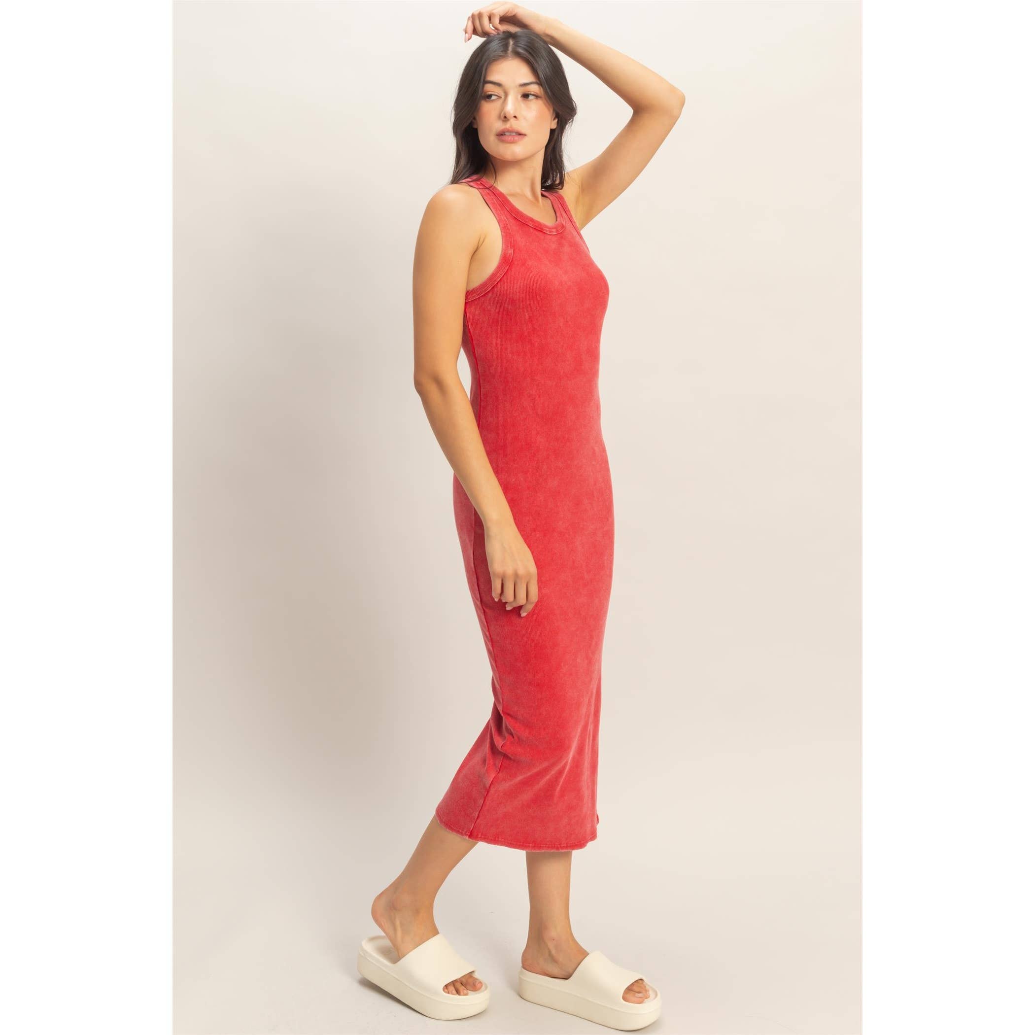 HYFVE - Acid Washed Ribbed Midi Tank Dress