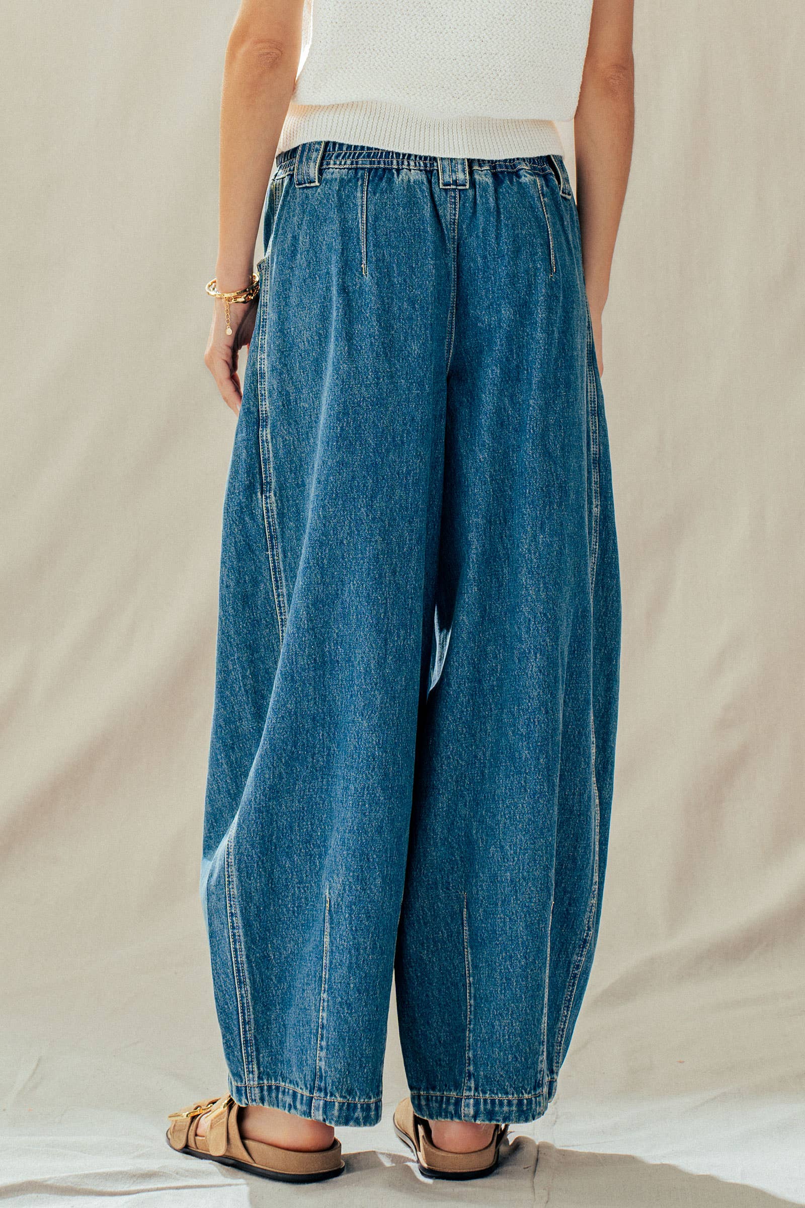 Urban Daizy - Rope Drawstring Balloon Pants Pleated Front