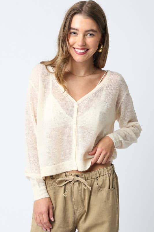Olivaceous - Payten Sheer Lightweight Cardigan