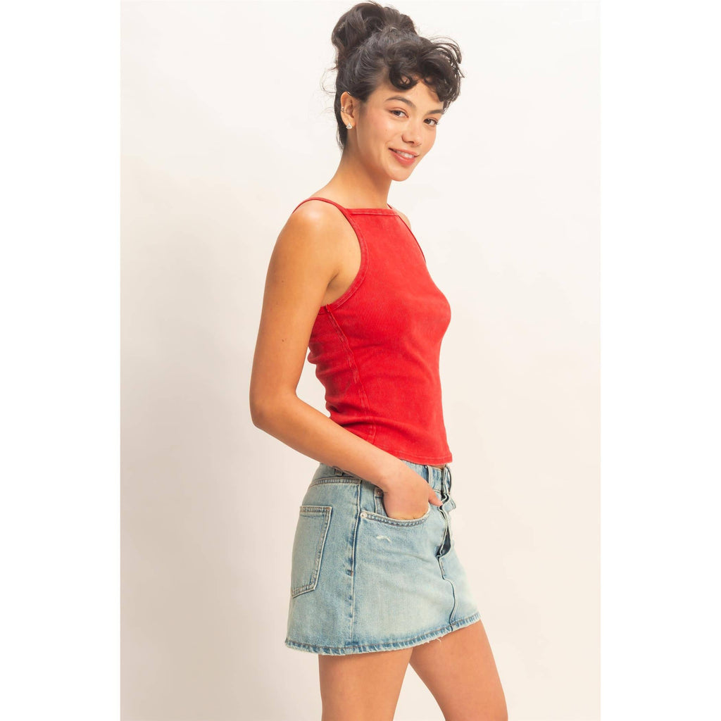 HYFVE - Square Neck Acid Wash Tank Top