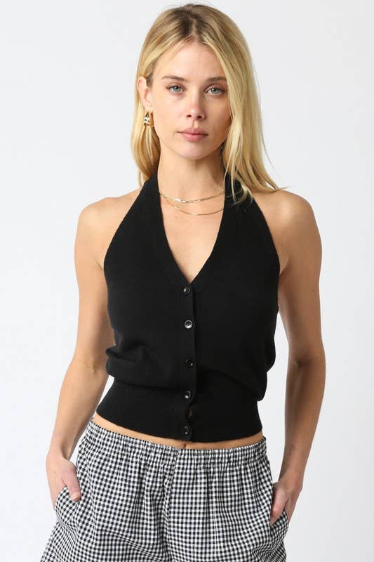 Olivaceous - Yoly Knit Halter Top