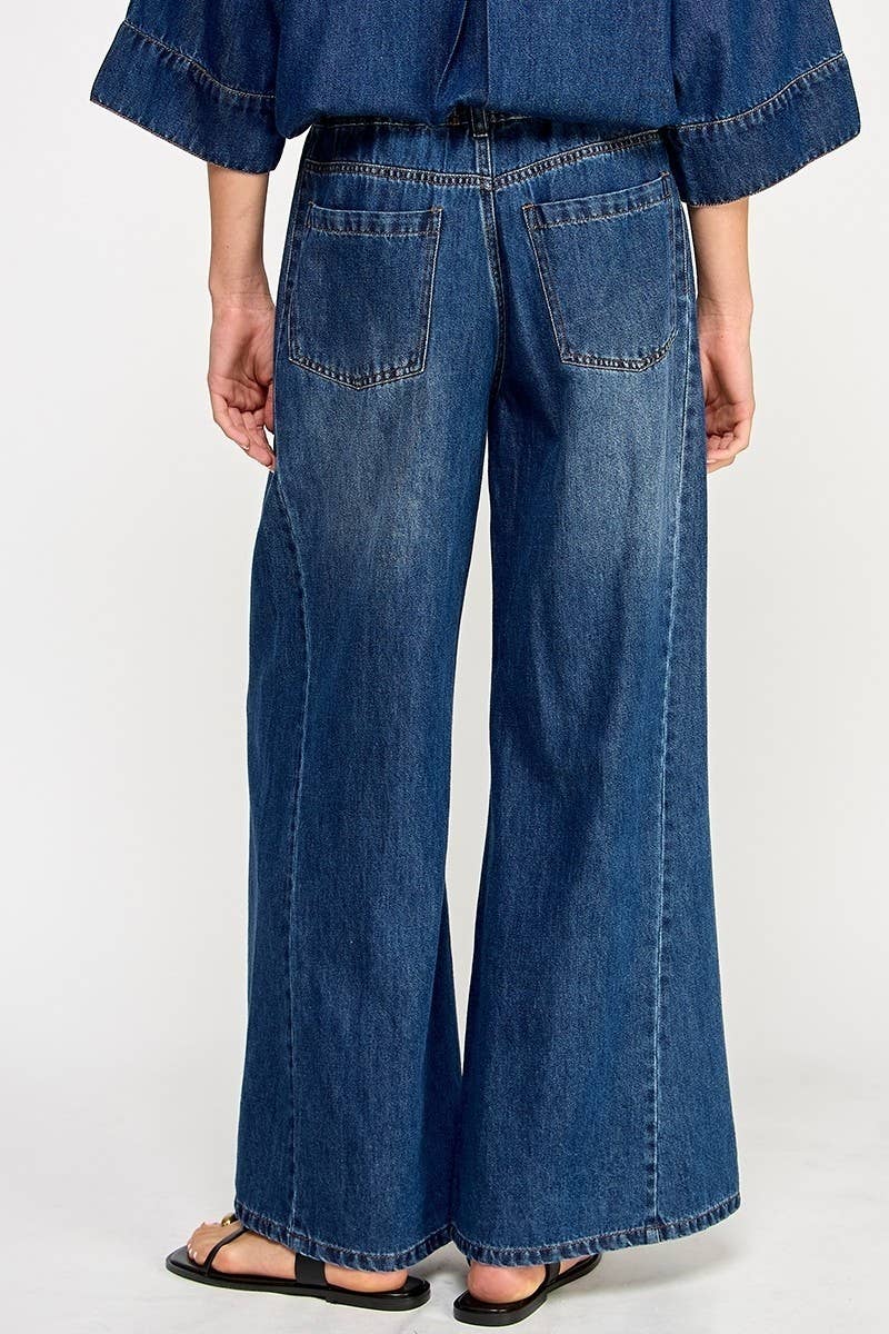 Miss Love - DRAWSTRING WIDE DENIM PANTS