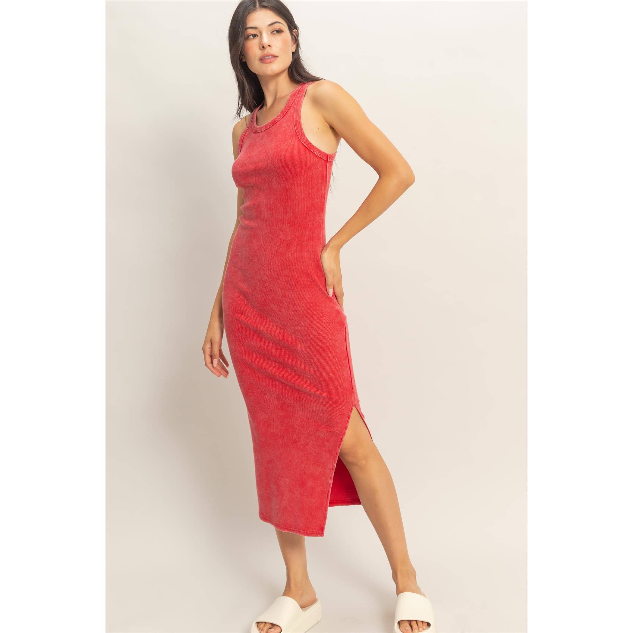 HYFVE - Acid Washed Ribbed Midi Tank Dress
