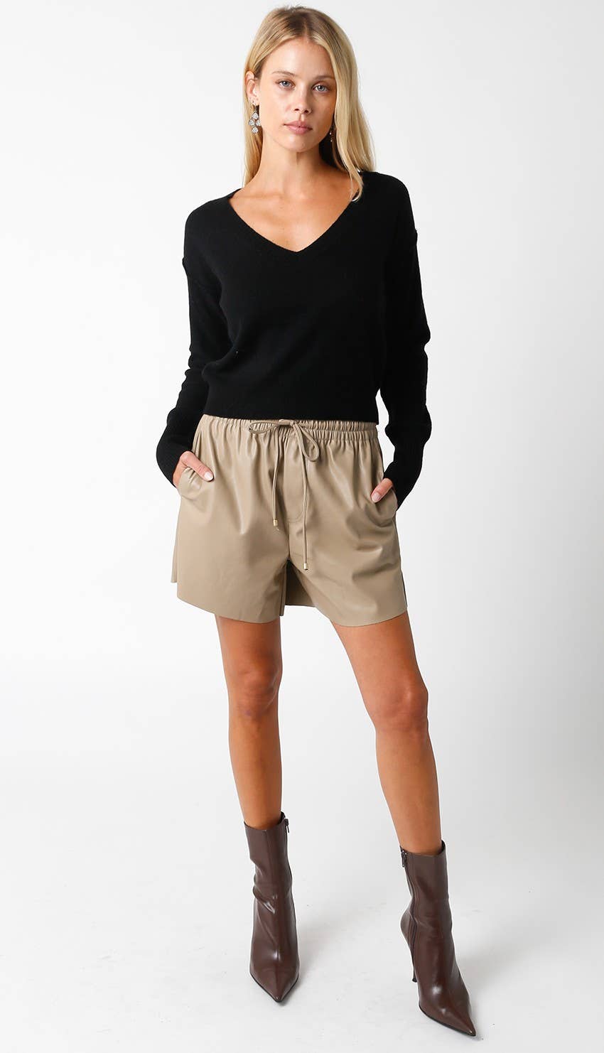 Olivaceous - Chelsea V-Neck Sweater