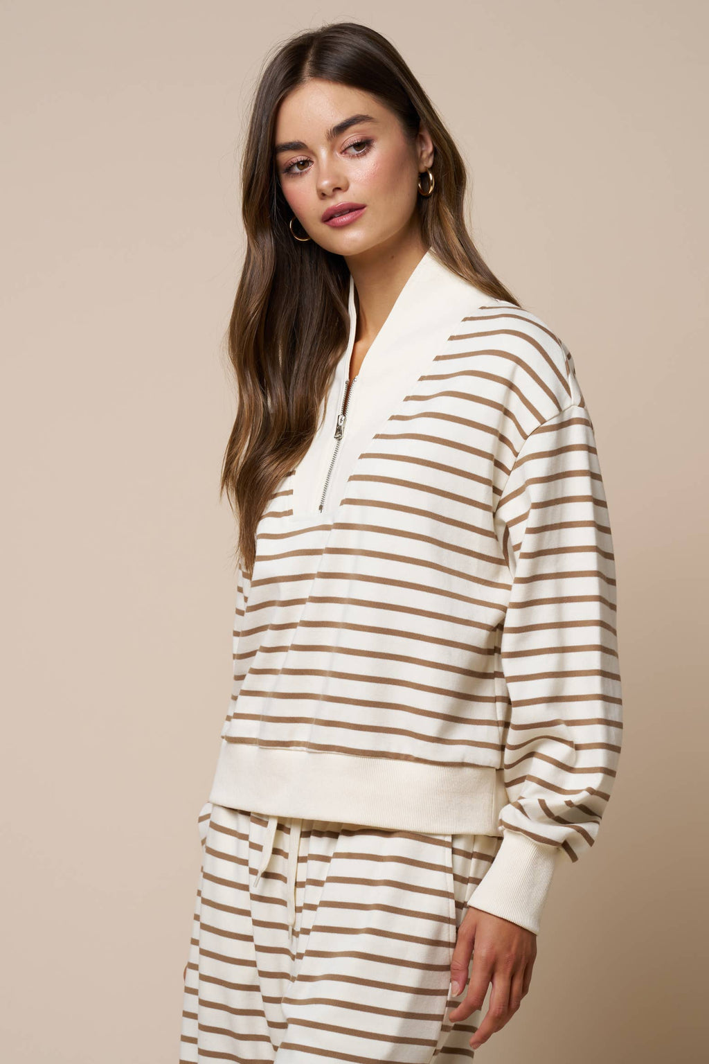 Stripe Quarter Zip Top