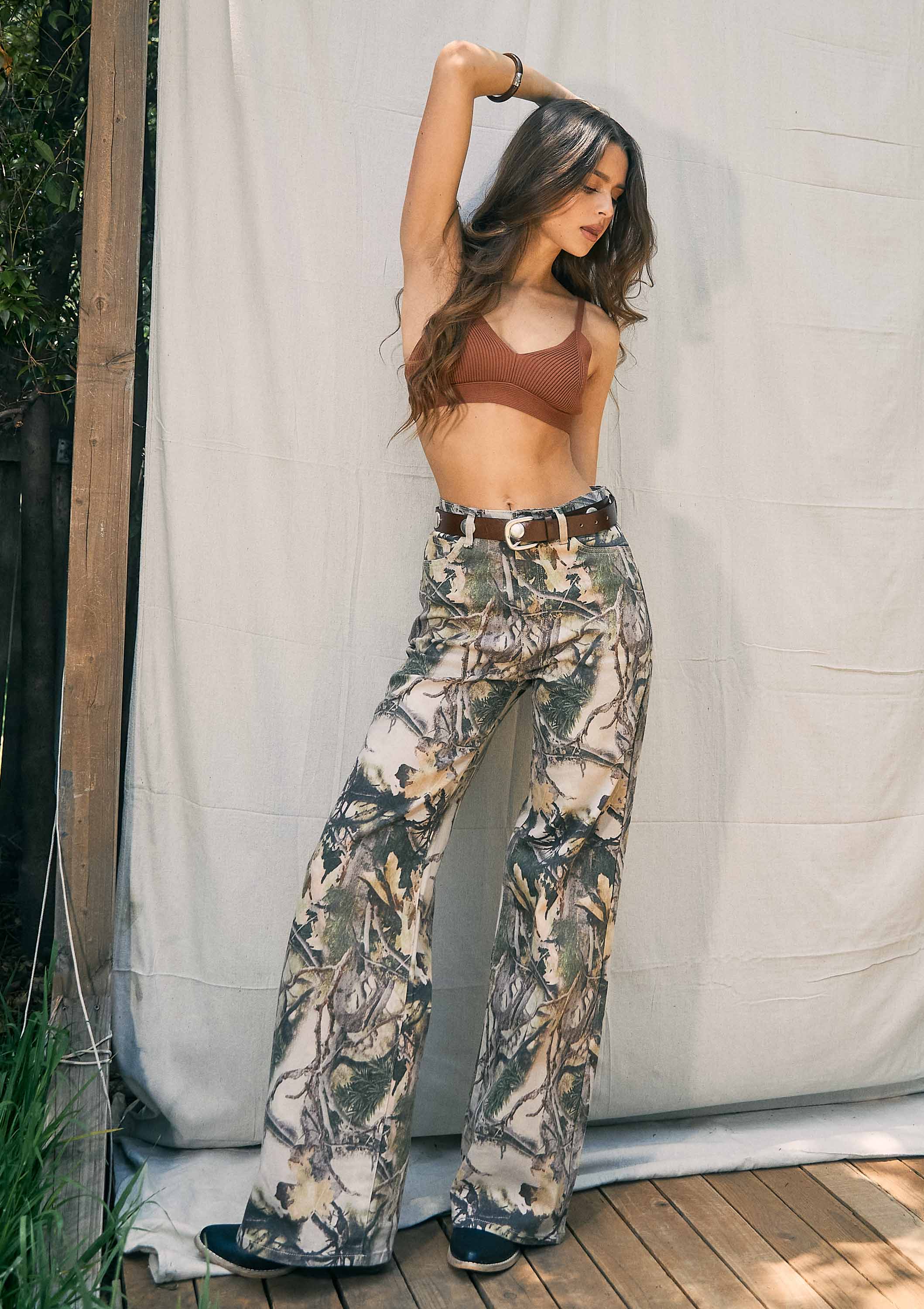 Vibrant M.i.U - High-Rise Camo Print Wide Leg Jeans