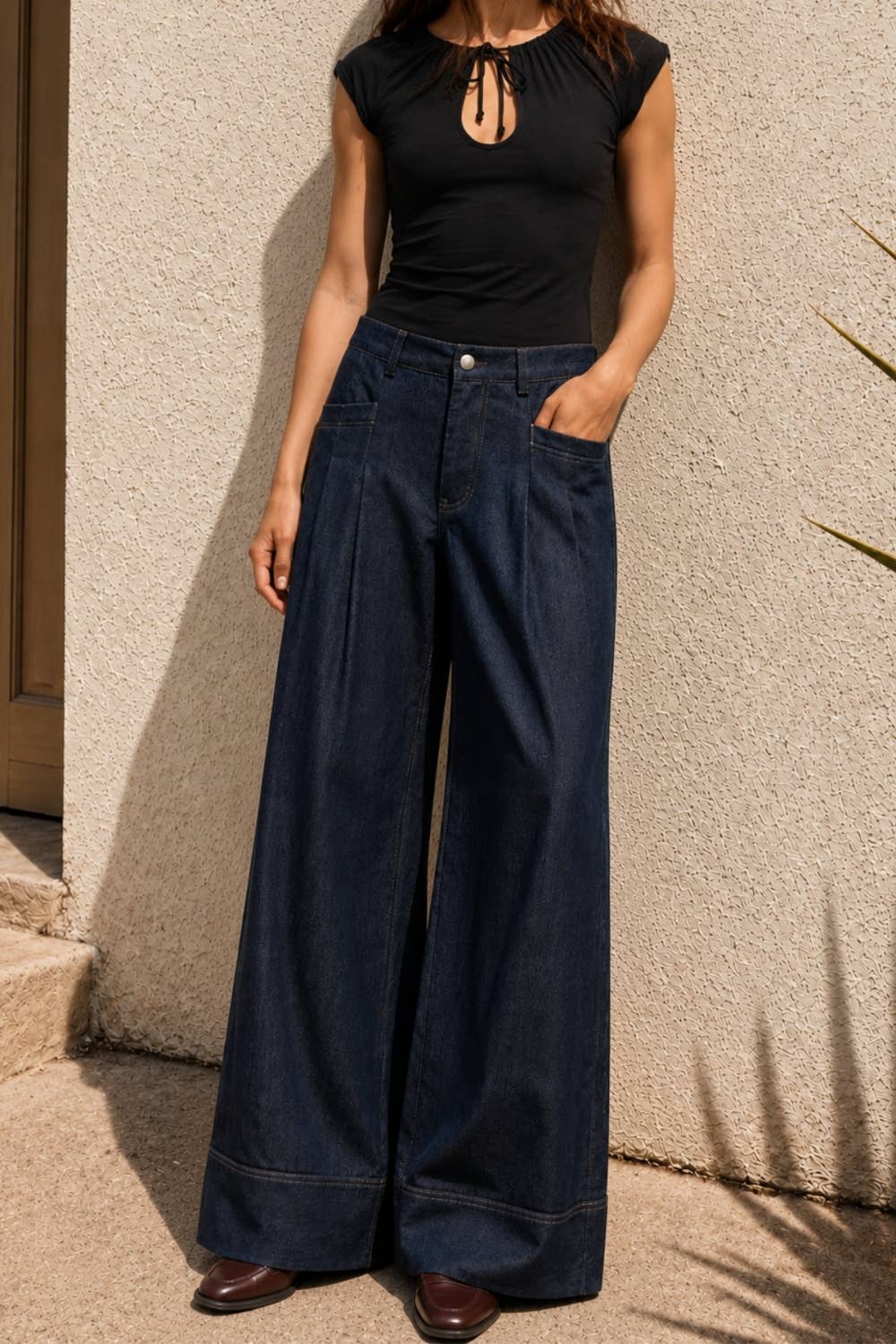 Wide Leg Denim Pants