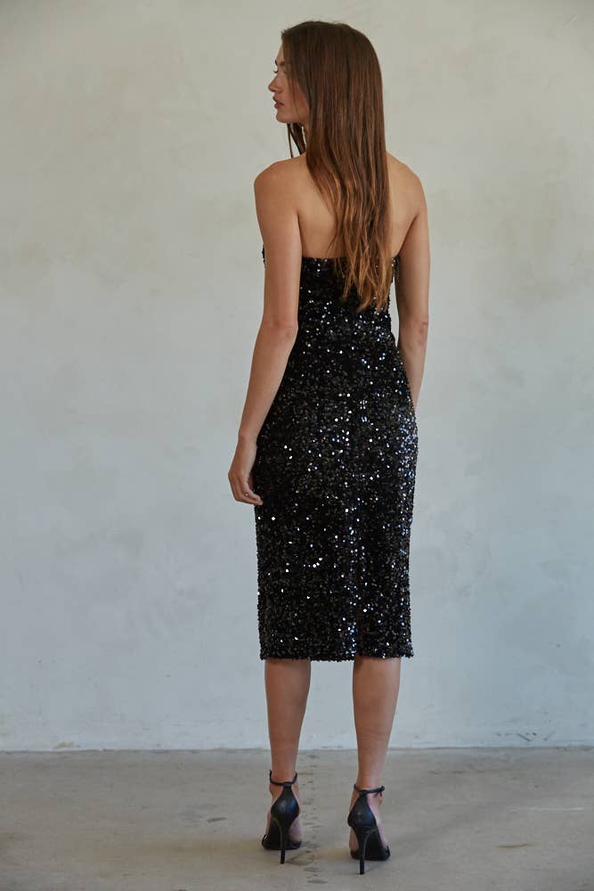 By Together - Woven Sequin Tube Midi Dress