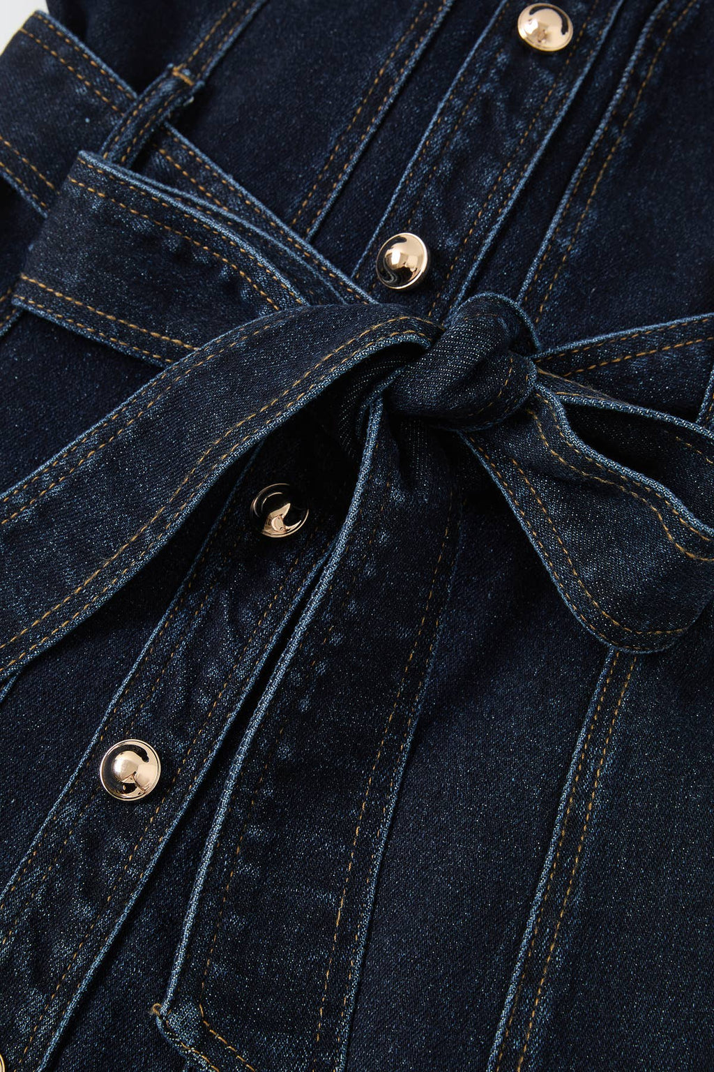 A Favorite Heloise Denim Button Down Midi Dress with Waist Tie