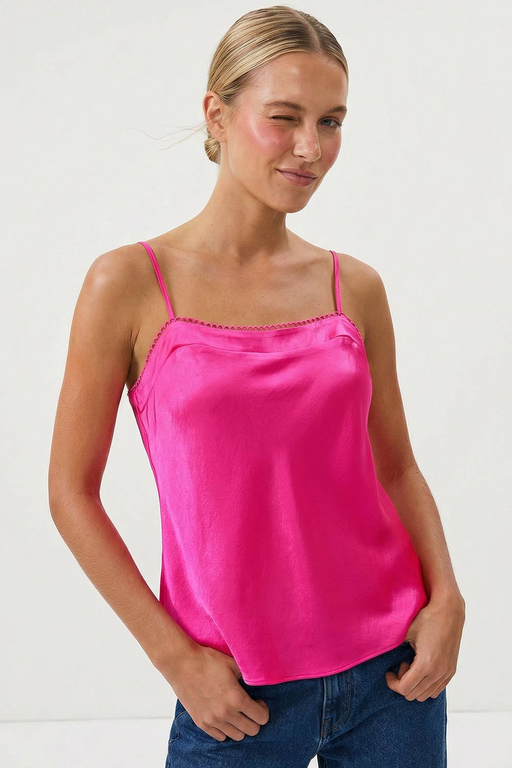 Scallop Trim Satin Cami
