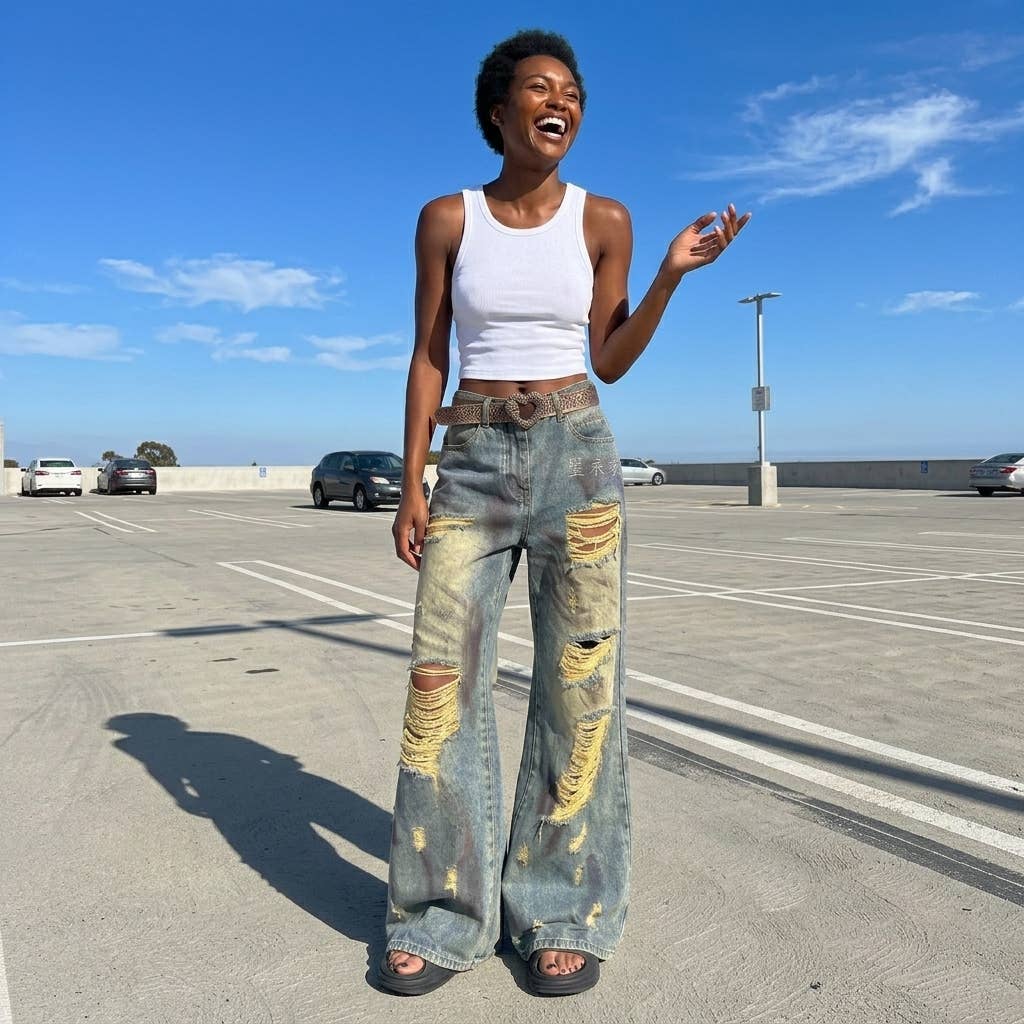 UniteJeans - Heavy Ripped Grunge Denim Pants