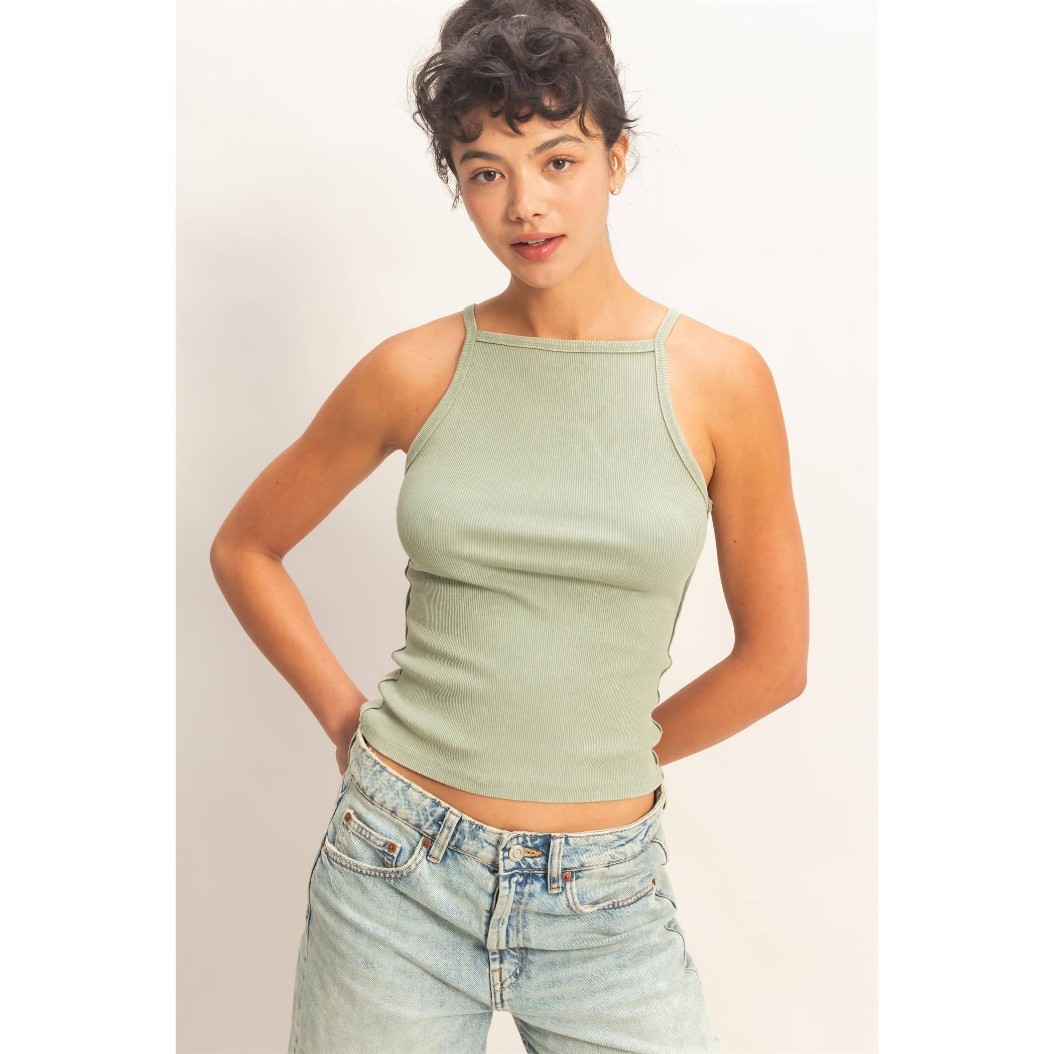 HYFVE - Square Neck Acid Wash Tank Top