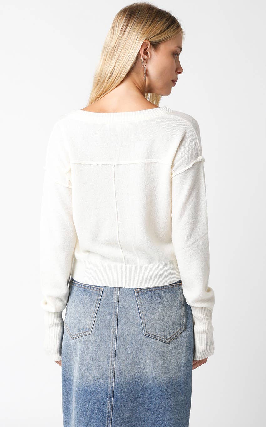 Olivaceous - Chelsea V-Neck Sweater
